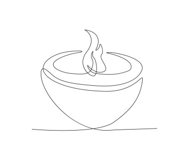 Continuous one line drawing of diya lamp light for Diwali celebration. deepavali oil lamp line art vector design.