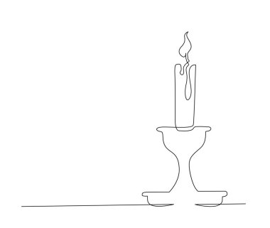 Continuous one line drawing of burning candle. Candle burn simple line art vector design.