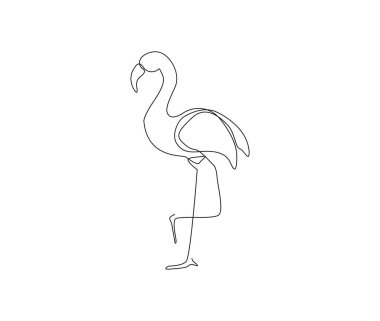 Continuous one line drawing of flamingo bird.Beautiful flamingo simple line art vector design.
