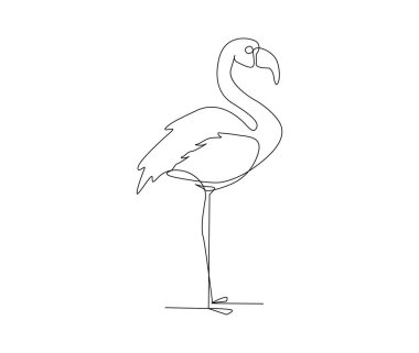 Continuous one line drawing of flamingo bird.Beautiful flamingo simple line art vector design.