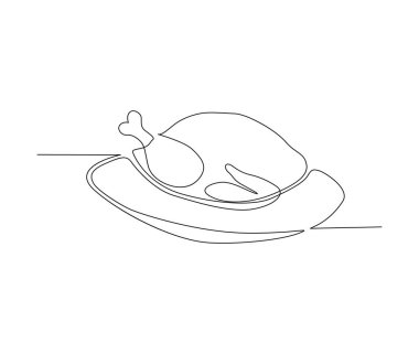 Continuous one line drawing of fresh Chicken carcass. Chicken meat simple line art vector design.