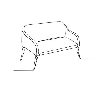 Continuous one line drawing of spacious modern armchair furniture. Stylish furniture Hand drawn vector illustration. 