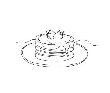 Continuous one line drawing of birthday cake. Party, anniversary and celebration concept. Minimalism Hand drawn vector illustration. 