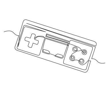 Continuous one line drawing of Game controller. Joysticks or Gamepads line art vector illustration. 