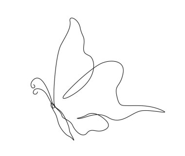 Continuous one line drawing of Butterfly. Simple butterfly line art vector illustration.