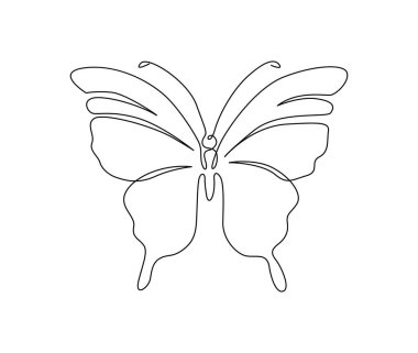 Continuous one line drawing of Butterfly. Simple butterfly line art vector illustration.