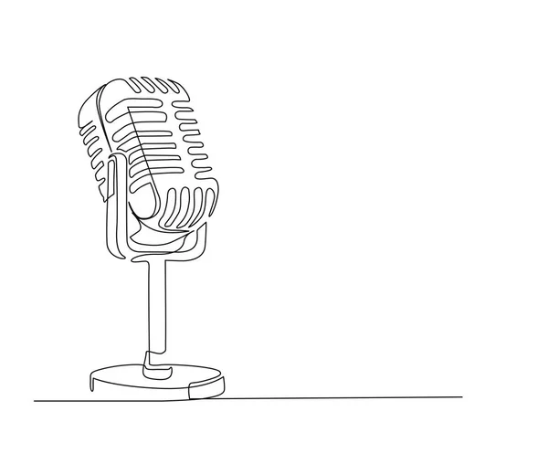 Continuous Line Drawing Vintage Microphone Microphone Simple Line Art Active Vectores de stock libres de derechos