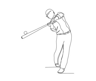 Continuous one line drawing of baseball player. Simple Baseball Sport line art vector illustration.