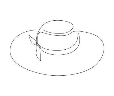 Devamlı kadın güneş şapkası çizimi. Basit bir kadın yaz şapkası çizgisi çizimi..