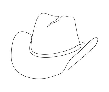 Kovboy şapkası çizmeye devam et. Basit kovboy şapkası çizgisi çizimi.