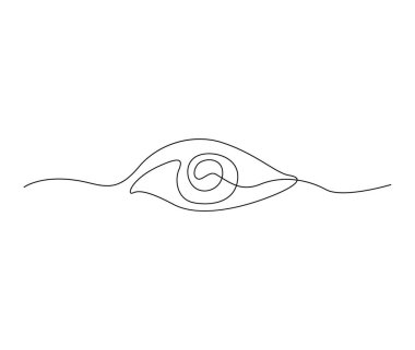 Tek göz aralıksız tek çizgi çiziyor. Minimalist göz ve retina ana hatları tasarımı. Düzenlenebilir aktif vuruş vektörü.