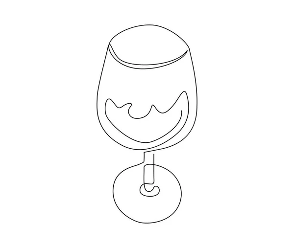 抽象ワイングラスの連続1線画 シンプルなウォーターゴブレットラインアートベクトルイラスト — ストックベクタ
