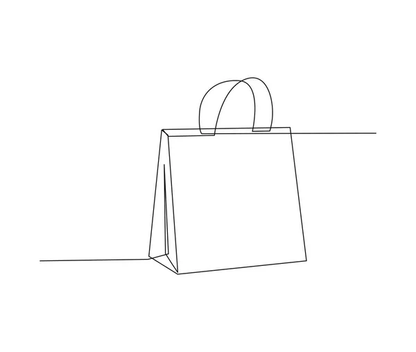 Desenho Contínuo Uma Linha Saco Compras Saco Papel Simples Sacos —  Vetores de Stock