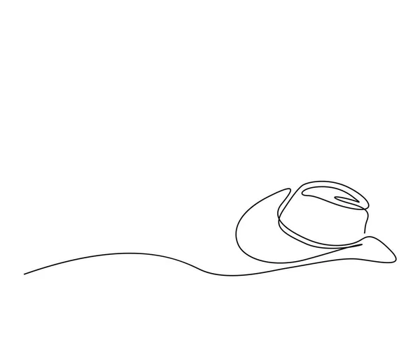 カウボーイハットの連続的な1行の図面 シンプルなカウボーイハットラインアートベクトルイラスト — ストックベクタ
