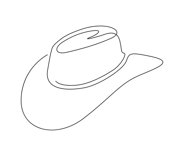 Continuous One Line Drawing Cowboy Hat Simple Cowboy Hat Line — Stock Vector