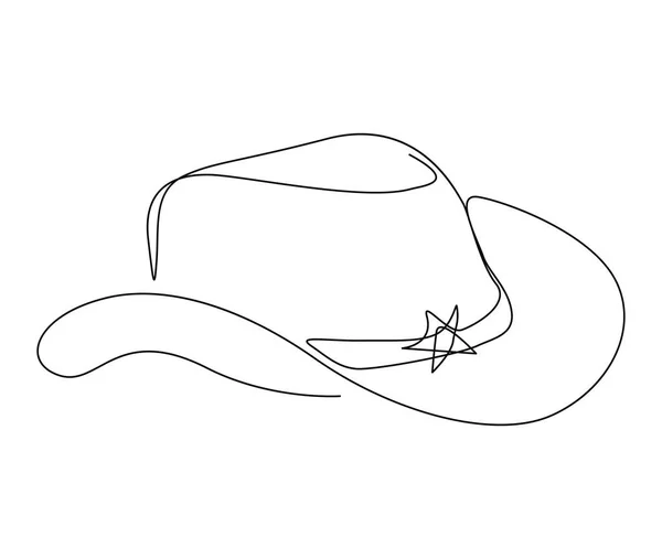 Непрерывный Однострочный Рисунок Ковбойской Шляпы Простая Векторная Иллюстрация Ковбойской Шляпы — стоковый вектор
