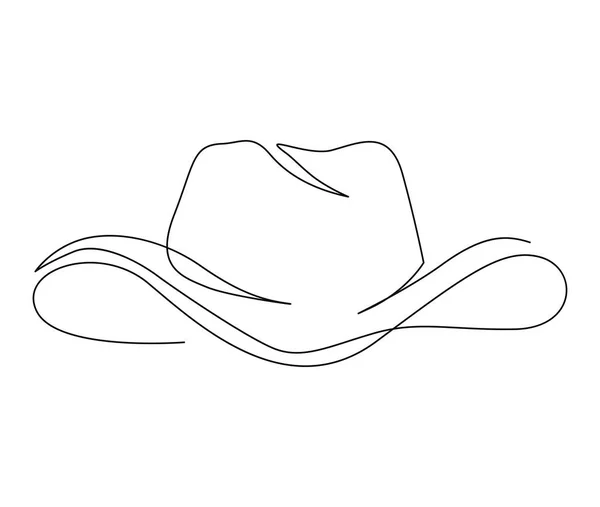 Kontinuerlig Linje Ritning Cowboy Hatt Enkel Cowboy Hatt Linje Konst — Stock vektor
