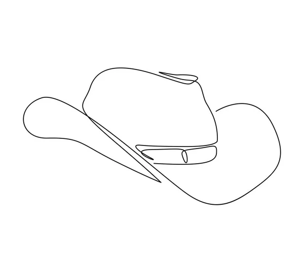 Συνεχής Μονοχρωμία Καουμπόικο Καπέλο Απλή Καουμπόι Καπέλο Γραμμή Τέχνη Διάνυσμα — Διανυσματικό Αρχείο