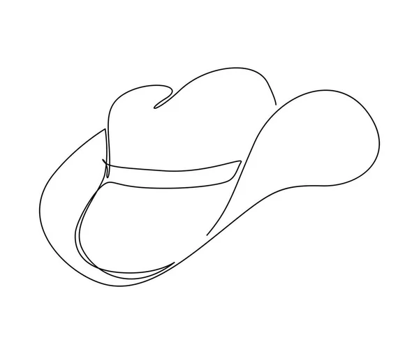 カウボーイハットの連続的な1行の図面 シンプルなカウボーイハットラインアートベクトルイラスト — ストックベクタ