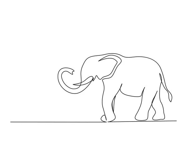 Dibujo Continuo Una Línea Elefante Diseño Arte Línea Elefante Grande — Archivo Imágenes Vectoriales
