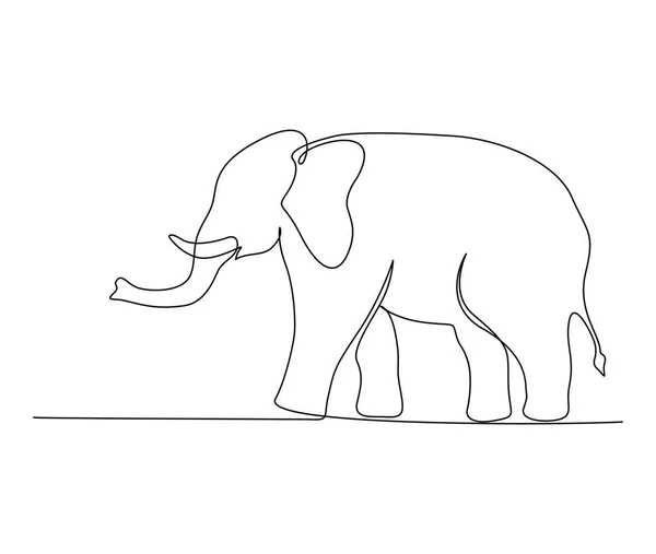 Desenho Contínuo Uma Linha Elefante Design Arte Linha Elefante Grande — Vetor de Stock