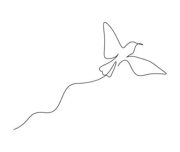 空飛ぶ鳥の連続的な1行の図面 ミニマルな鳥のアウトラインデザイン 編集可能なアクティブストロークベクトル — ストックベクタ