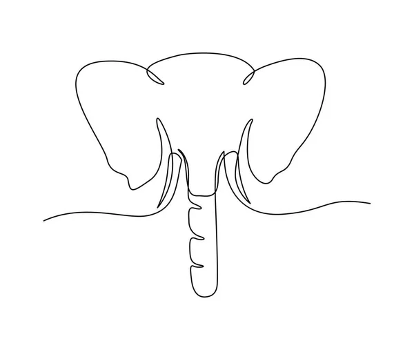Desenho Contínuo Uma Linha Cabeça Elefante Design Esboço Cabeça Elefante —  Vetores de Stock