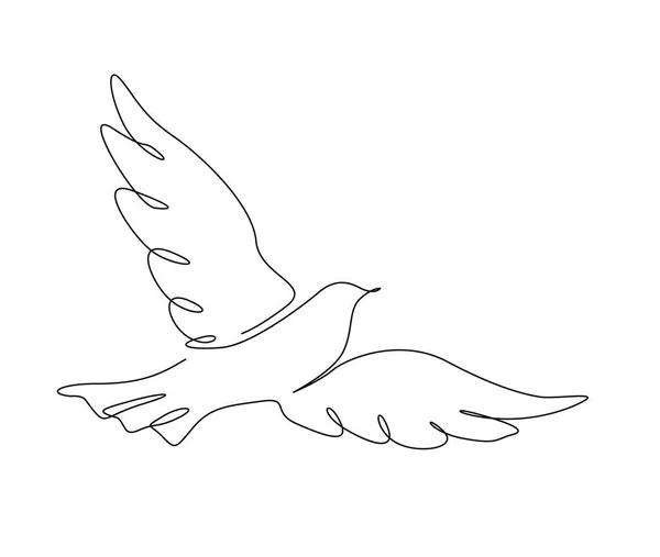 空飛ぶ鳥の連続的な1行の図面 ミニマリズムの鳥鳩の輪郭デザイン 編集可能なアクティブストロークベクトル — ストックベクタ