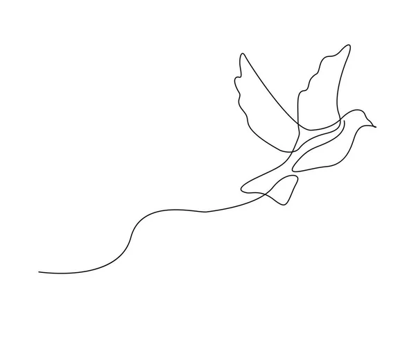 空飛ぶ鳥の連続的な1行の図面 ミニマリズムの鳥鳩の輪郭デザイン 編集可能なアクティブストロークベクトル — ストックベクタ