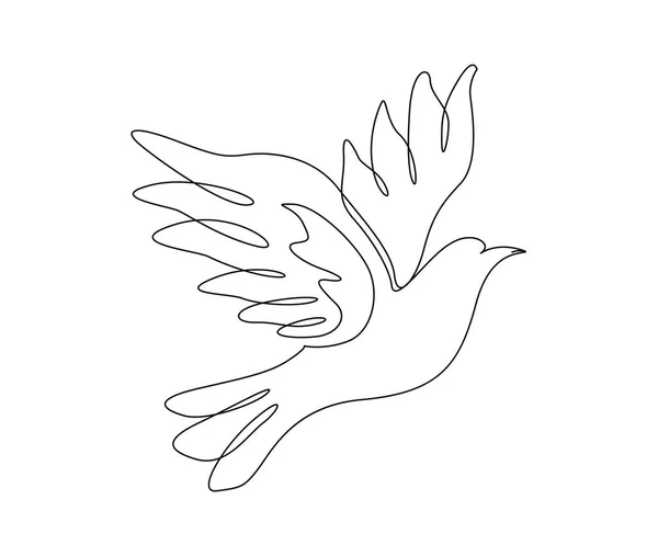 Kontinuerlig Linje Ritning Flygande Fågel Minimalistisk Fågel Duva Skissera Design — Stock vektor