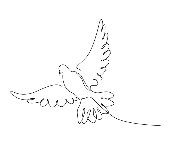 Ununterbrochene Linienzeichnung Des Fliegenden Vogels Minimalistisches Vogel Tauben Taubenskizzendesign Editierbarer — Stockvektor