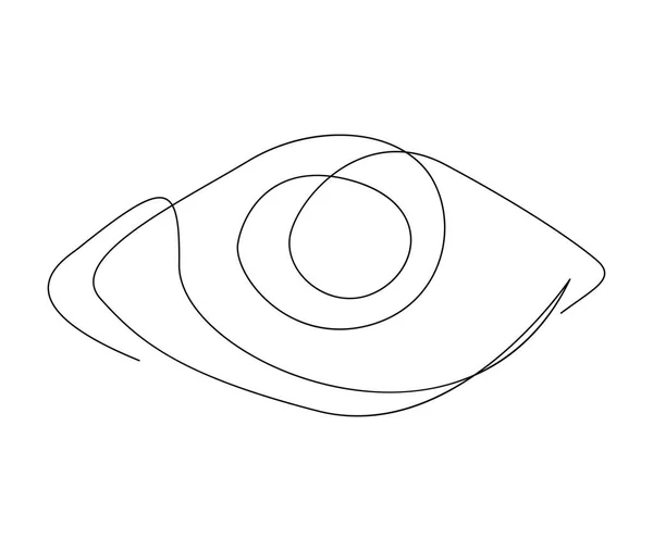 Desenho Contínuo Uma Linha Relógio Olho Design Contorno Retina Wih — Vetor de Stock