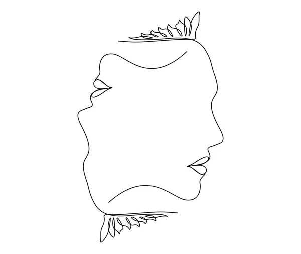 女王和王冠的连续单行绘图 简单的女王头饰设计 可编辑的主动冲程矢量 — 图库矢量图片