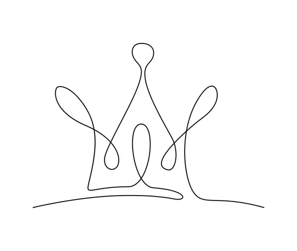 王室の王冠の連続的な1行の図面 シンプルなキングクラウンアウトラインデザイン 編集可能なアクティブストロークベクトル — ストックベクタ