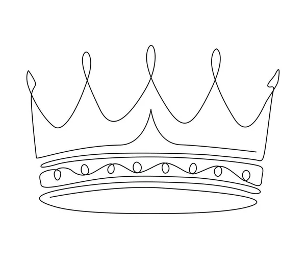 Continuous One Line Drawing Royal Crown Simple King Crown Outline — Stock Vector