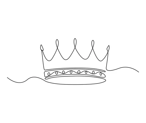 Continuous One Line Drawing Royal Crown Simple King Crown Line — Stock Vector