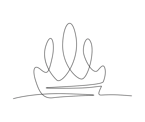 Continuous One Line Drawing Crown Simple Tiara Outline Design Editable — Stock Vector