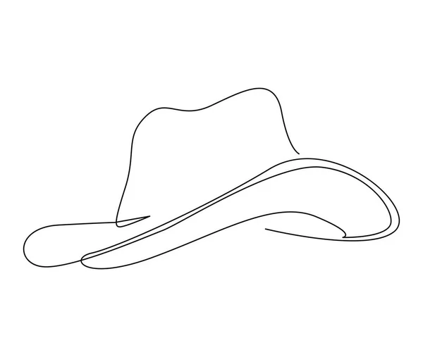 Dibujo Continuo Una Línea Sombrero Vaquero Simple Vaquero Sombrero Línea Gráficos vectoriales