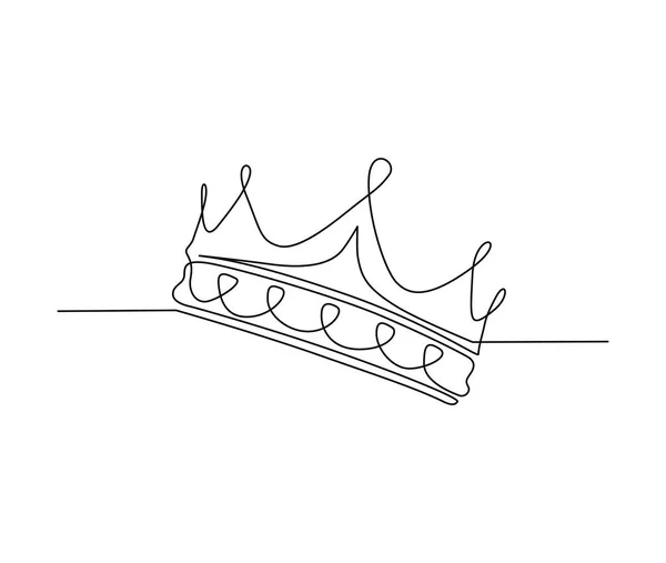王室の王冠の連続的な1行の図面 シンプルなキングクラウンアウトラインデザイン 編集可能なアクティブストロークベクトル ストックイラスト