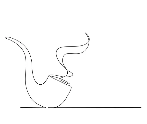 烟斗单线连续拉制 简单的烟斗轮廓设计 可编辑的主动冲程矢量 — 图库矢量图片