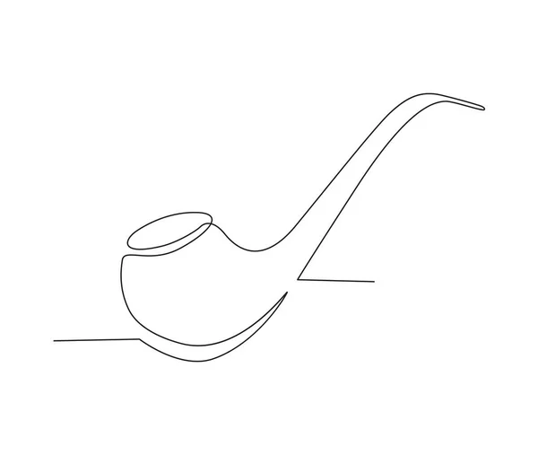 Nepřetržitá Jednořádková Kresba Tabákové Dýmky Jednoduchý Návrh Obrysu Dýmky Upravitelný — Stockový vektor