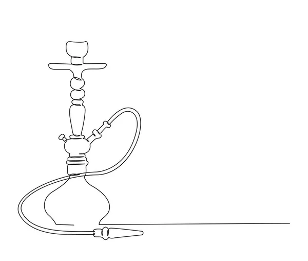 Continuous One Line Drawing Hookah Tobacco Smoking Equiptment Simple Sheesha — Stock Vector
