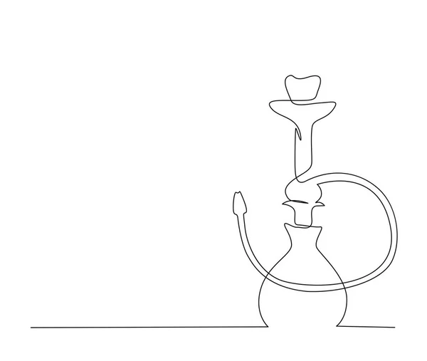 フックの連続的な1行の描画ああ タバコの喫煙機器 単純なシーシャのアウトラインベクトル図 — ストックベクタ