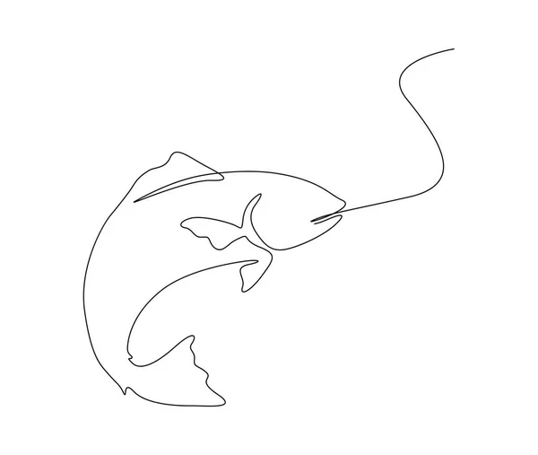 Непрерывный Однолинейный Рисунок Рыбы Простая Векторная Иллюстрация Контура Морской Рыбы — стоковый вектор