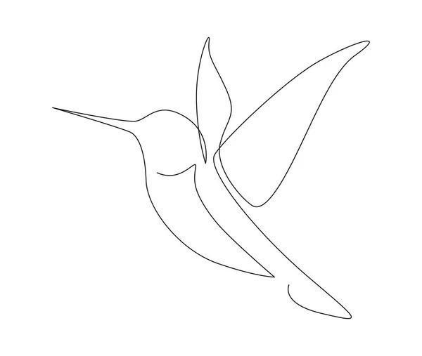 Continuous One Line Drawing Collibri Humming Bird Abstract Flying Bird — Stock Vector
