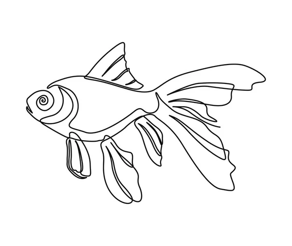 Непрерывный Однолинейный Рисунок Рыбы Простая Векторная Иллюстрация Контура Золотой Рыбы — стоковый вектор