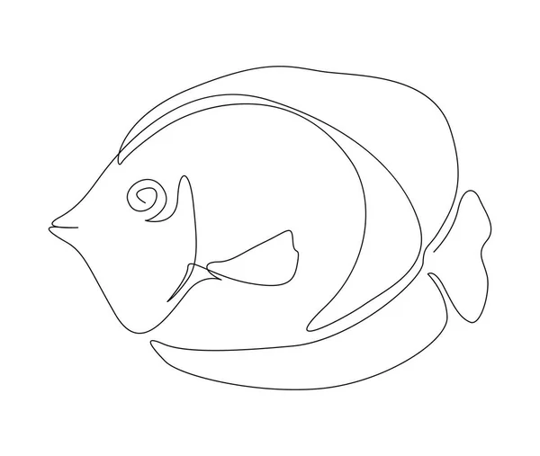 Kontinuerlig Linje Ritning Fisk Enkel Fjärilsfisk Kontur Vektor Illustration — Stock vektor