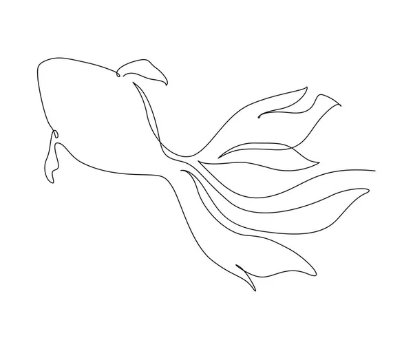 Непрерывный Однолинейный Рисунок Рыбы Простая Векторная Иллюстрация Золотой Рыбы Вид — стоковый вектор