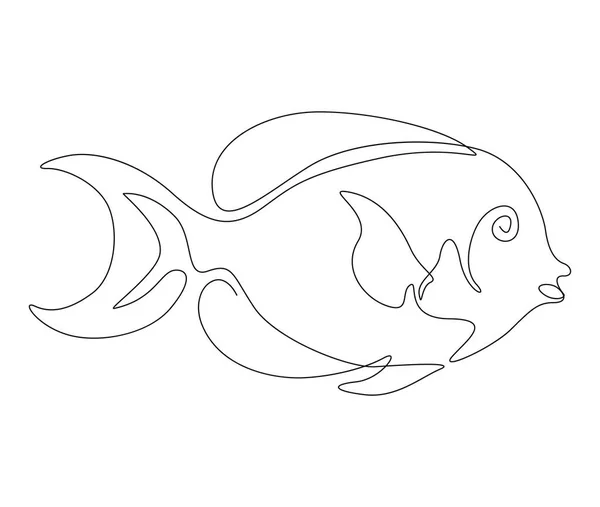 Continuous One Line Drawing Fish Simple Surgeon Fish Outline Vector — Stock Vector