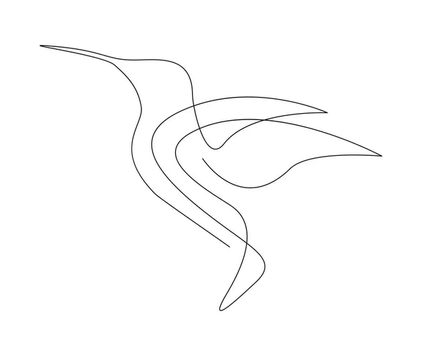 Continuous One Line Drawing Collibri Humming Bird Abstract Flying Bird — Stock Vector